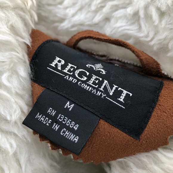 Regent Faux Suede Sherpa Jacket Size Medium - Picture 4 of 11